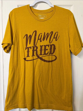 Lulu Mac Mama Tried T-Shirt Yellow & Brown Large